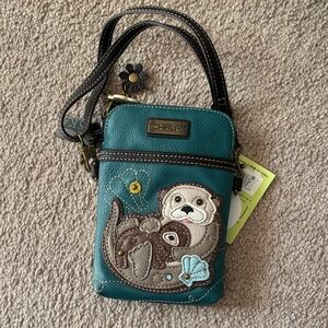 Chala Teal and Brown Otter Crossbody Bag! NWT!